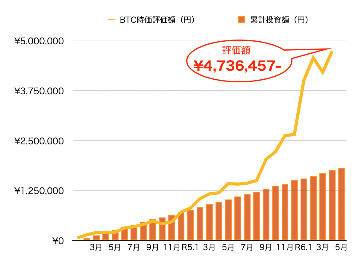 2024年5月末までの積立BTC推移